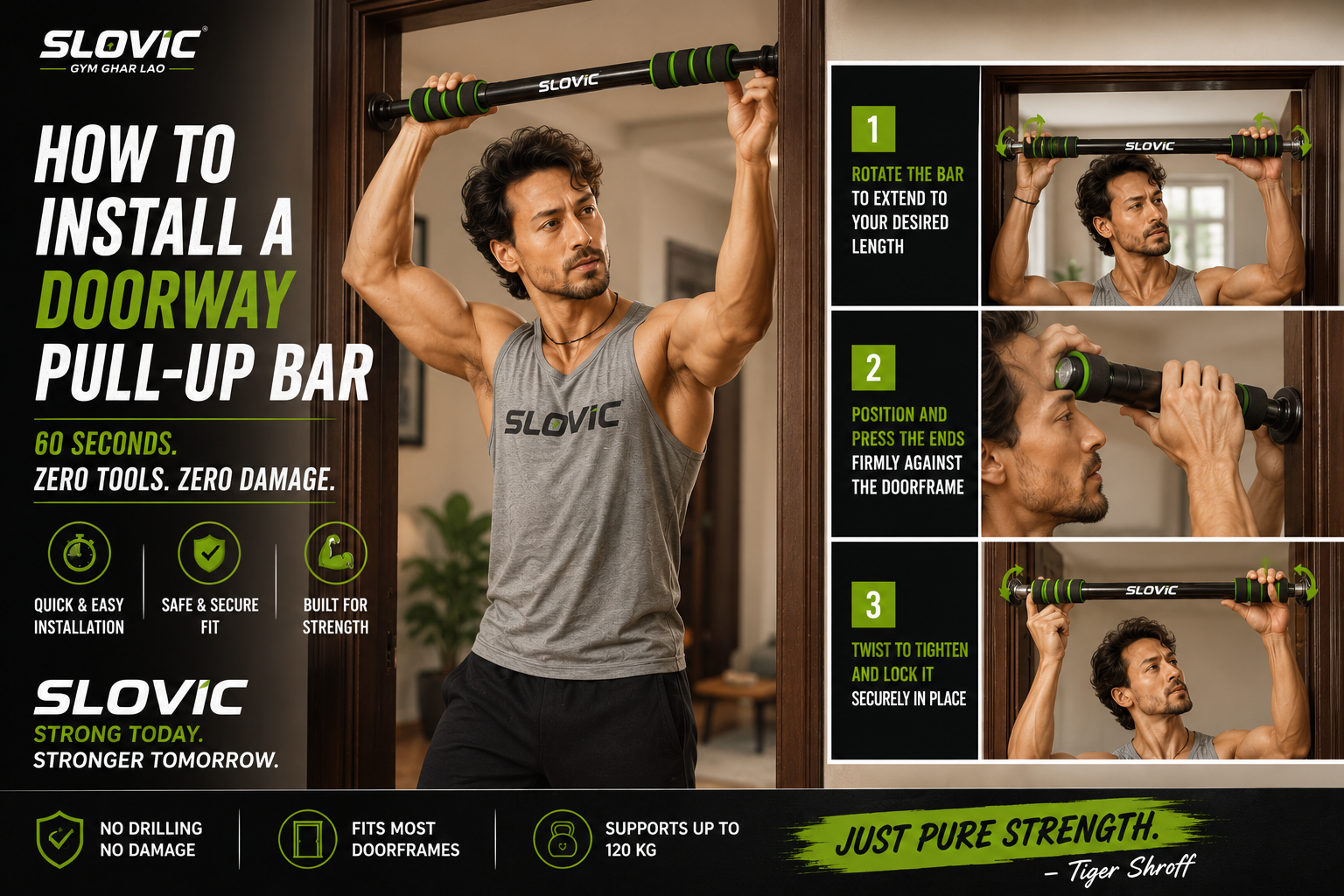 How to Install a Doorway Pull-Up Bar: 60-Second Setup Guide | Slovic