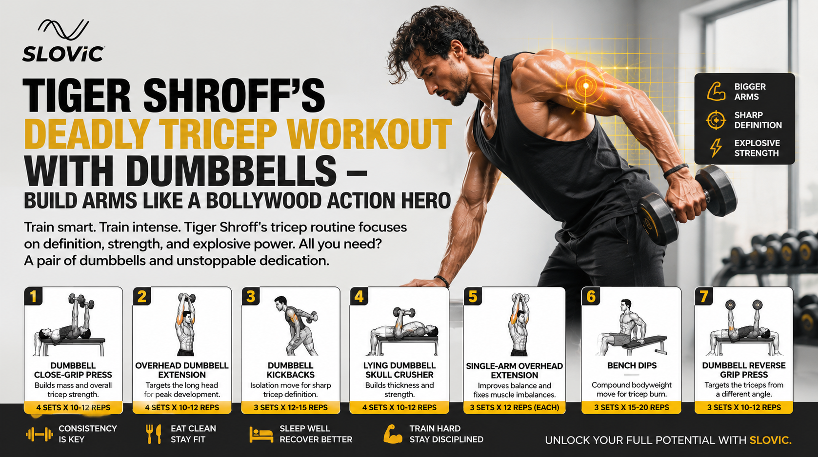 Tiger shroff with Slovic dumbbells
