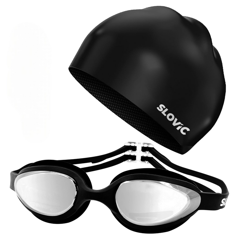 Swimming Combo – Goggles & Pattern Silicone Cap, Anti‑Fog, UV Protection