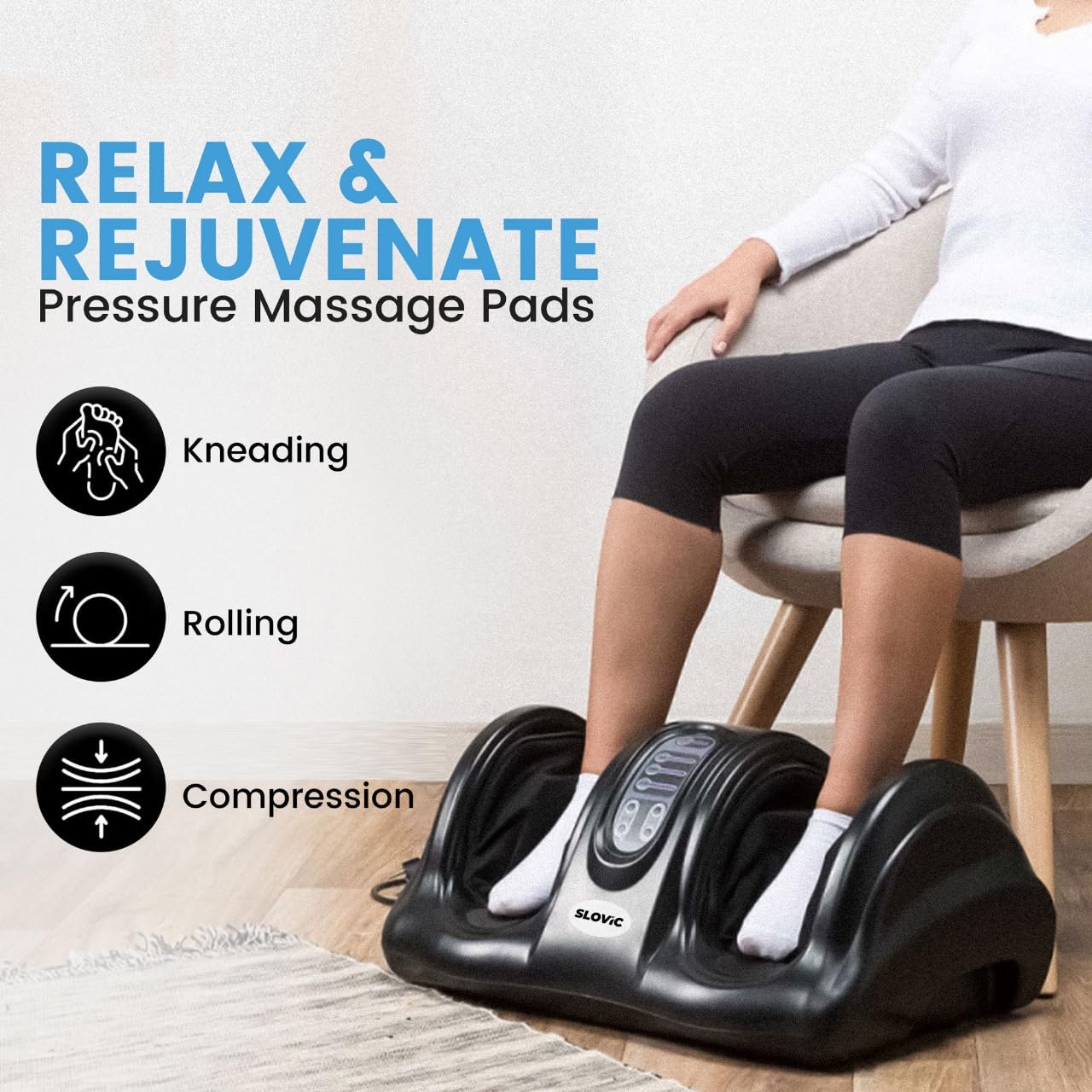 Foot Massager Machine for Pain Relief | Feet Massager for Blood Circulation | 4 Massage Modes