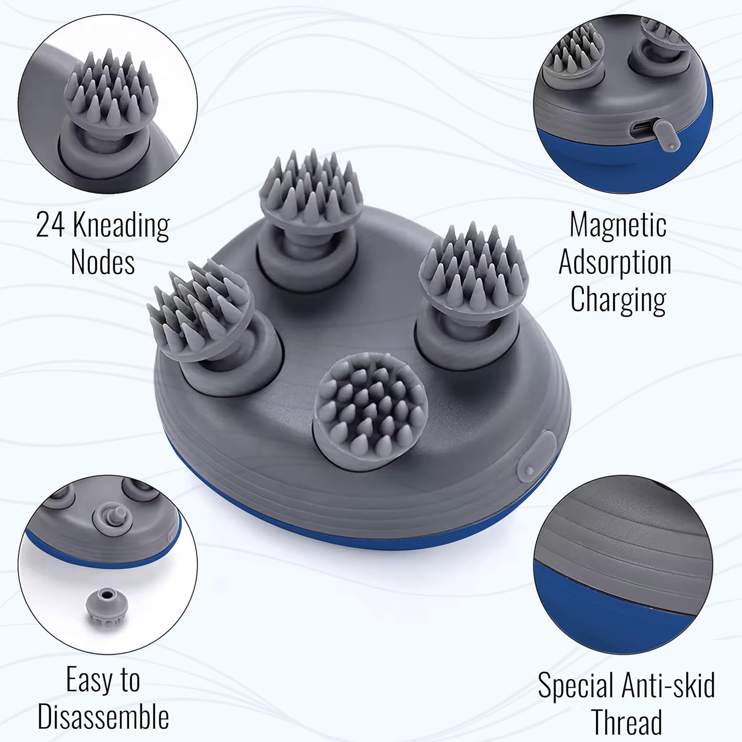 Premium Scalp Massage Machine for Hair Growth, Stress Relief & Relaxation | Portable & Rechargeable