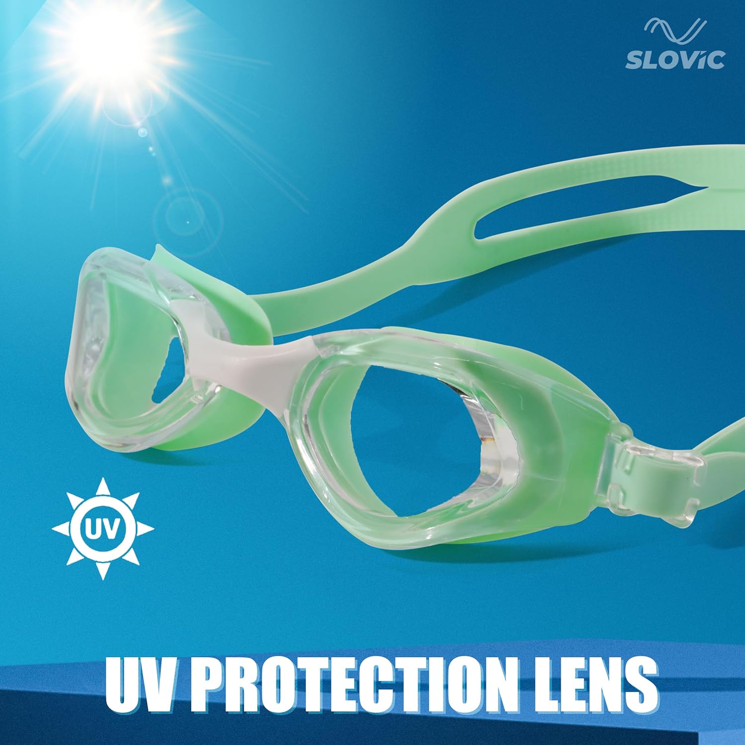 Swimming Goggles (Full-Rim) – Anti-Fog, UV Protection, Adjustable & Tangle-Free (Green)