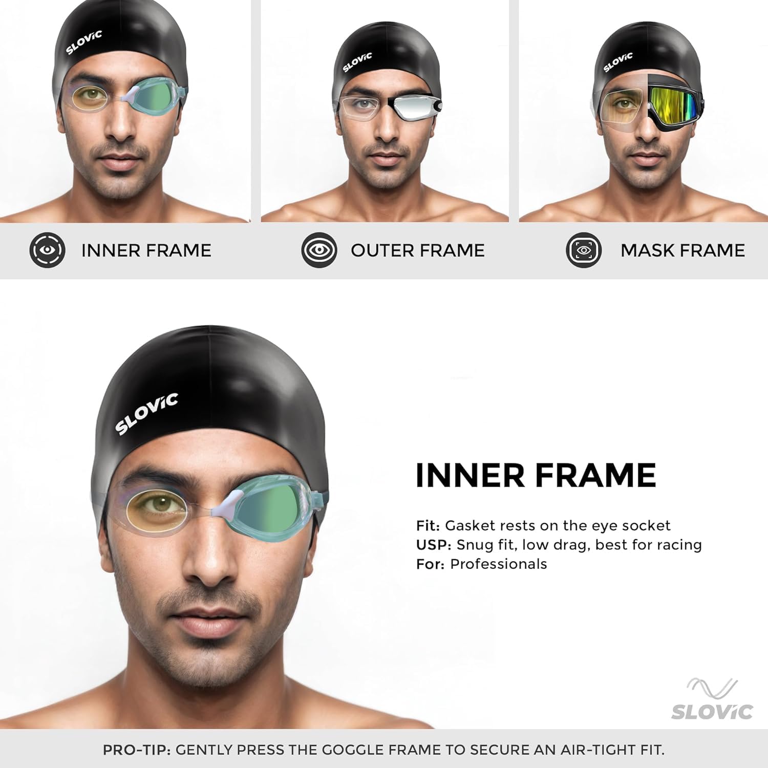 Swimming Goggles (Full-Rim) – Anti-Fog, UV Protection, Adjustable & Tangle-Free (Green)