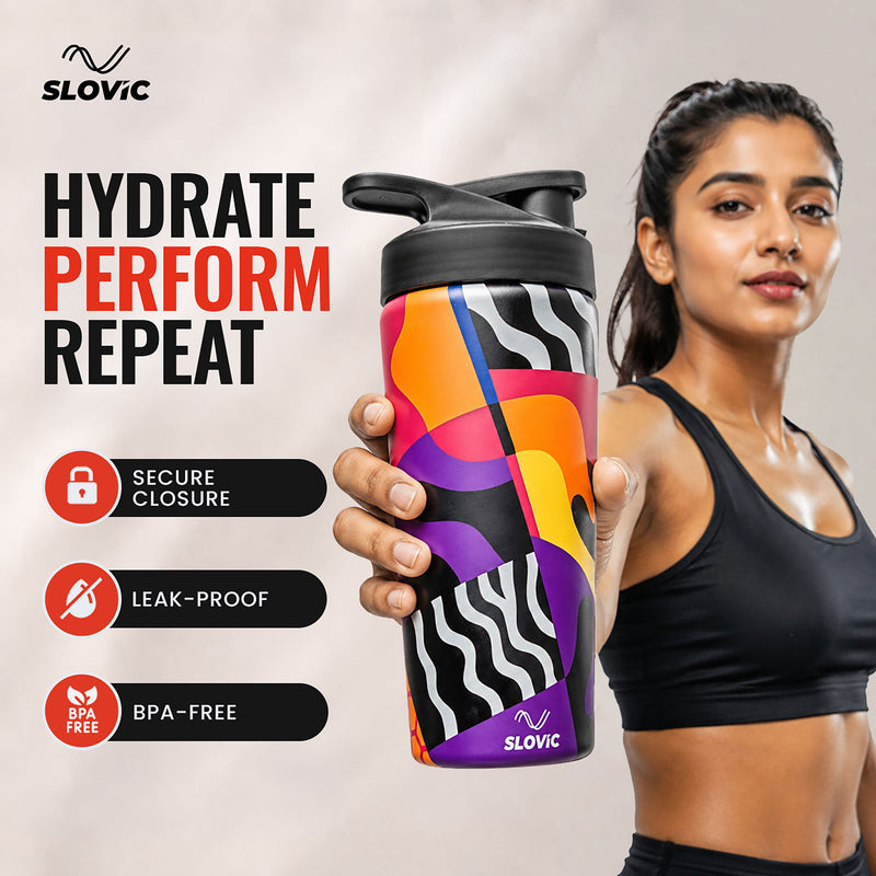 750 ml Stainless Steel Shaker Bottle - 4D Printed - Leakproof Gym Shaker