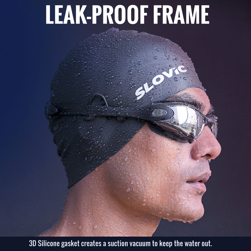 Swimming Combo – Goggles & Silicone Cap, Anti‑Fog, UV Protection | Adult | Unisex | Black
