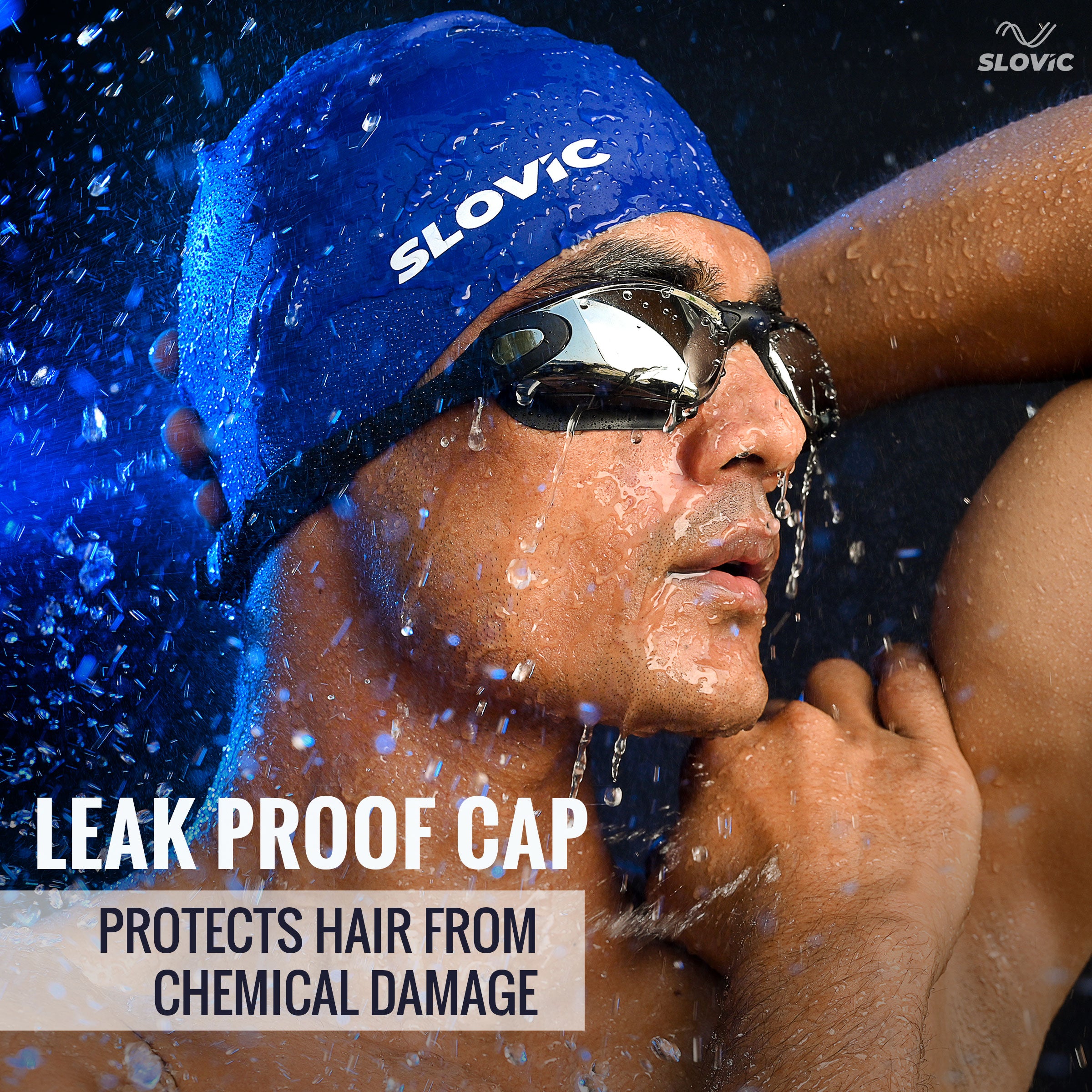 Swimming Combo – Goggles & Silicone Cap, Anti‑Fog, UV Protection (Black & Blue)