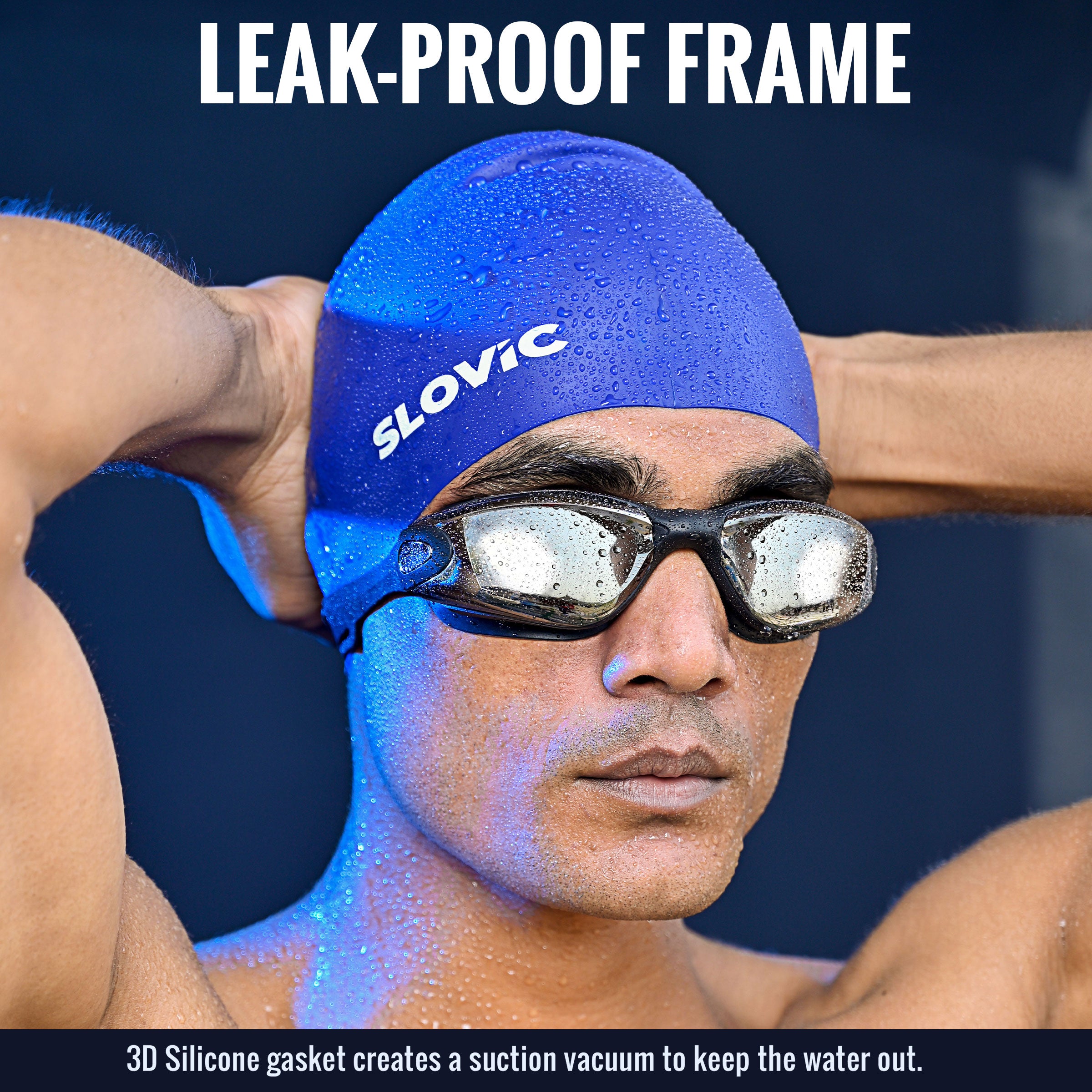 Swimming Combo – Goggles & Silicone Cap, Anti‑Fog, UV Protection (Black & Blue)