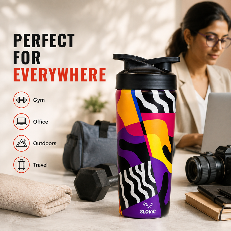 750 ml Stainless Steel Shaker Bottle - 4D Printed - Leakproof Gym Shaker