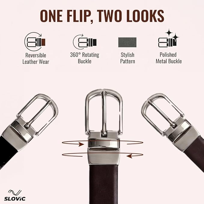 2-in-1 Reversible Leather Belt for Women