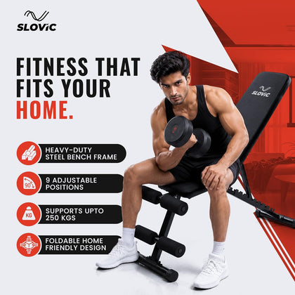 Adjustable Gym Bench for Home Workout | Up to 250 KG Capacity