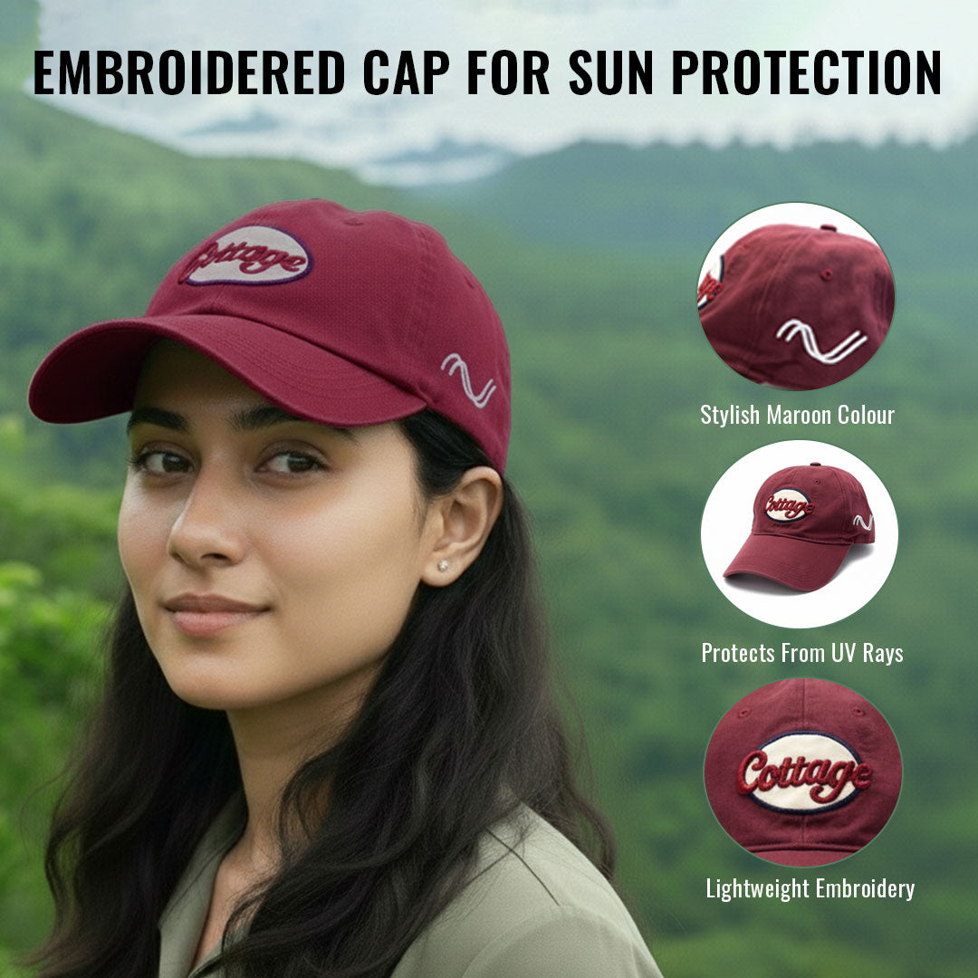 Men's Embroidered Cap- Maroon