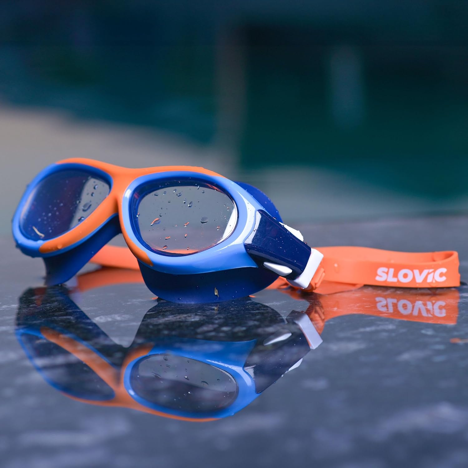 Swimming Goggles for Kids (Orange) – UV & Anti-Fog | Includes Ear Plugs & Nose Clip