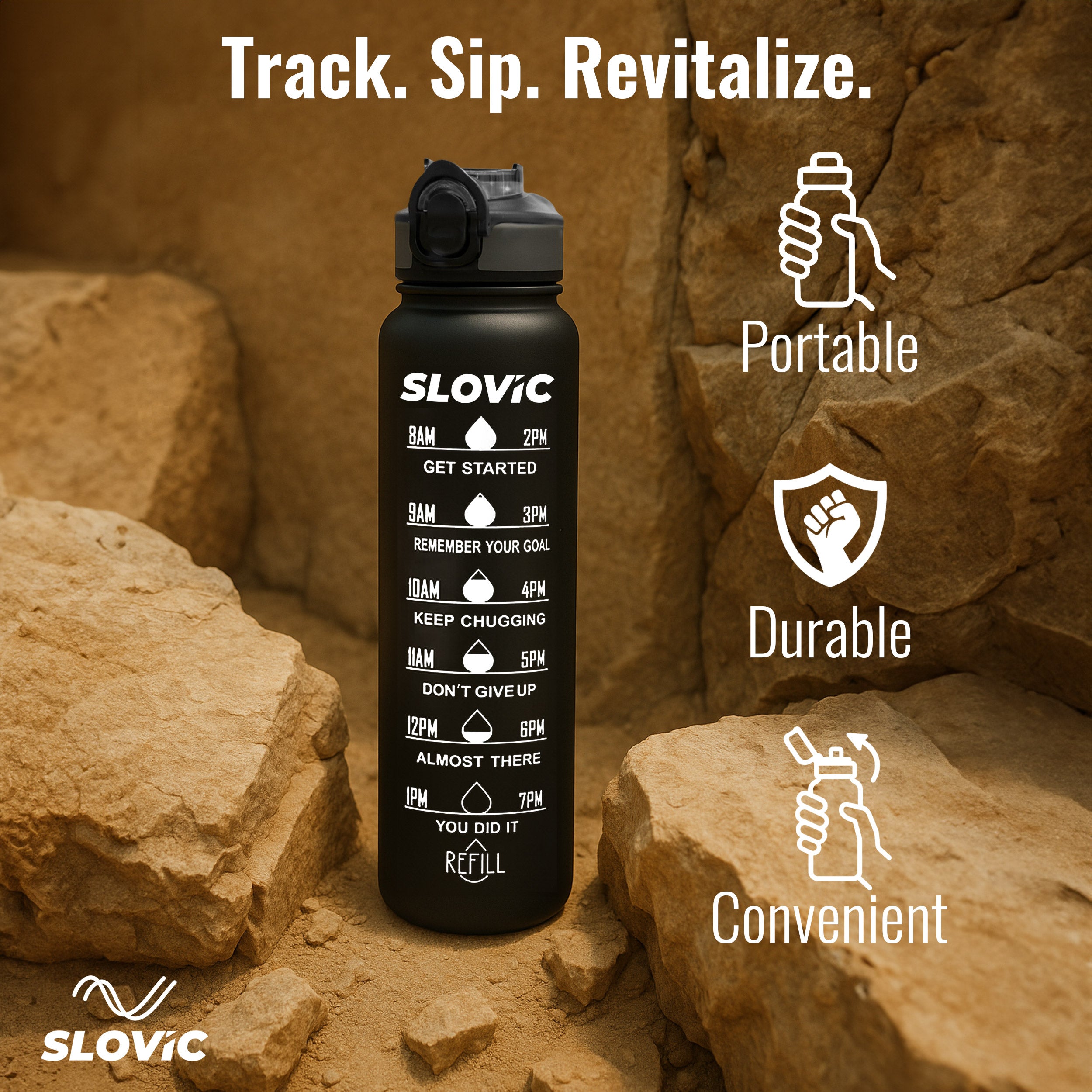 Sipper Bottle 1L | Motivational Time Marks