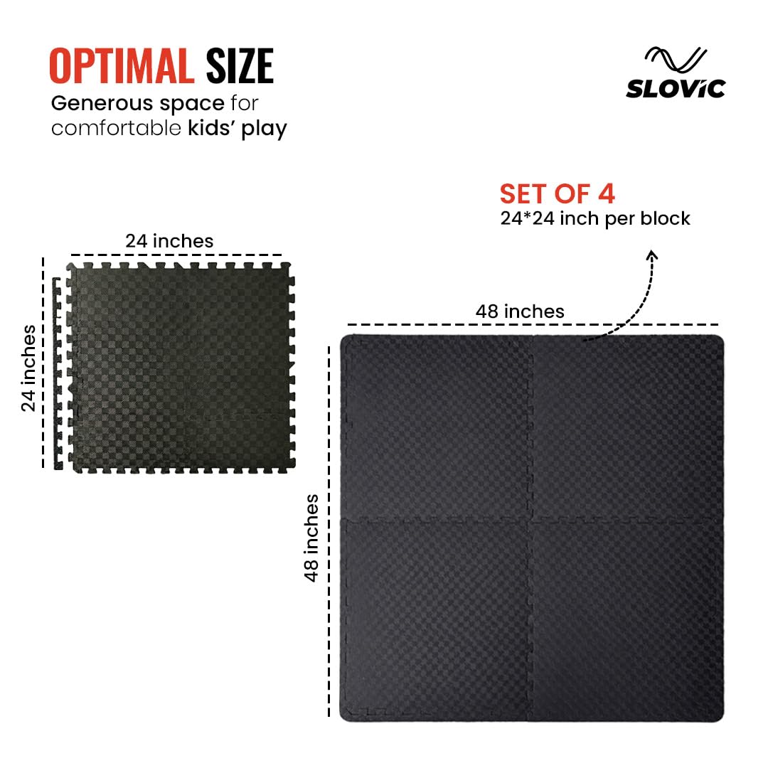 EVA Puzzle Mat 10mm | Black | 24" X 24"