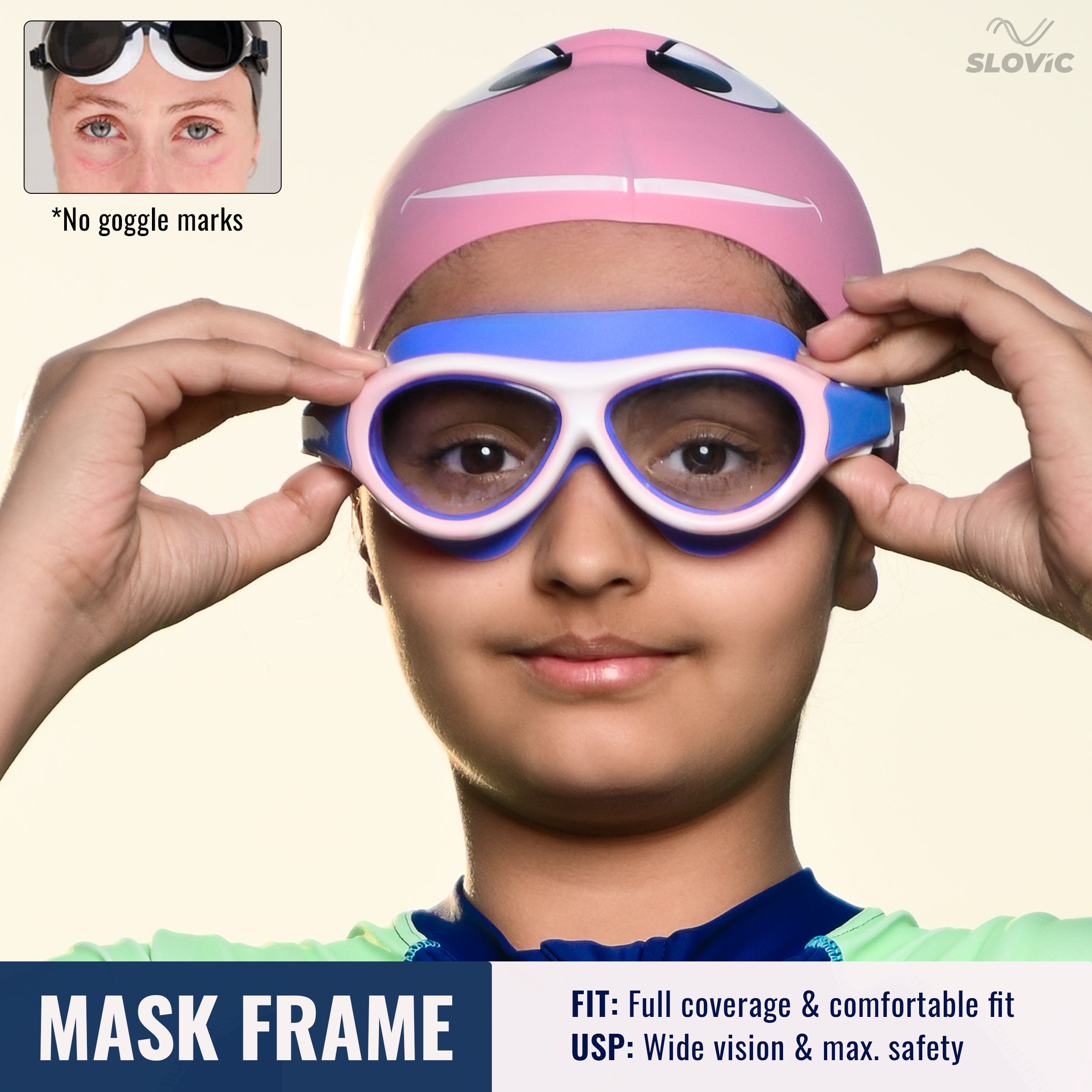 Swimming Goggles for Kids (Pink) – UV & Anti-Fog | Includes Ear Plugs & Nose Clip