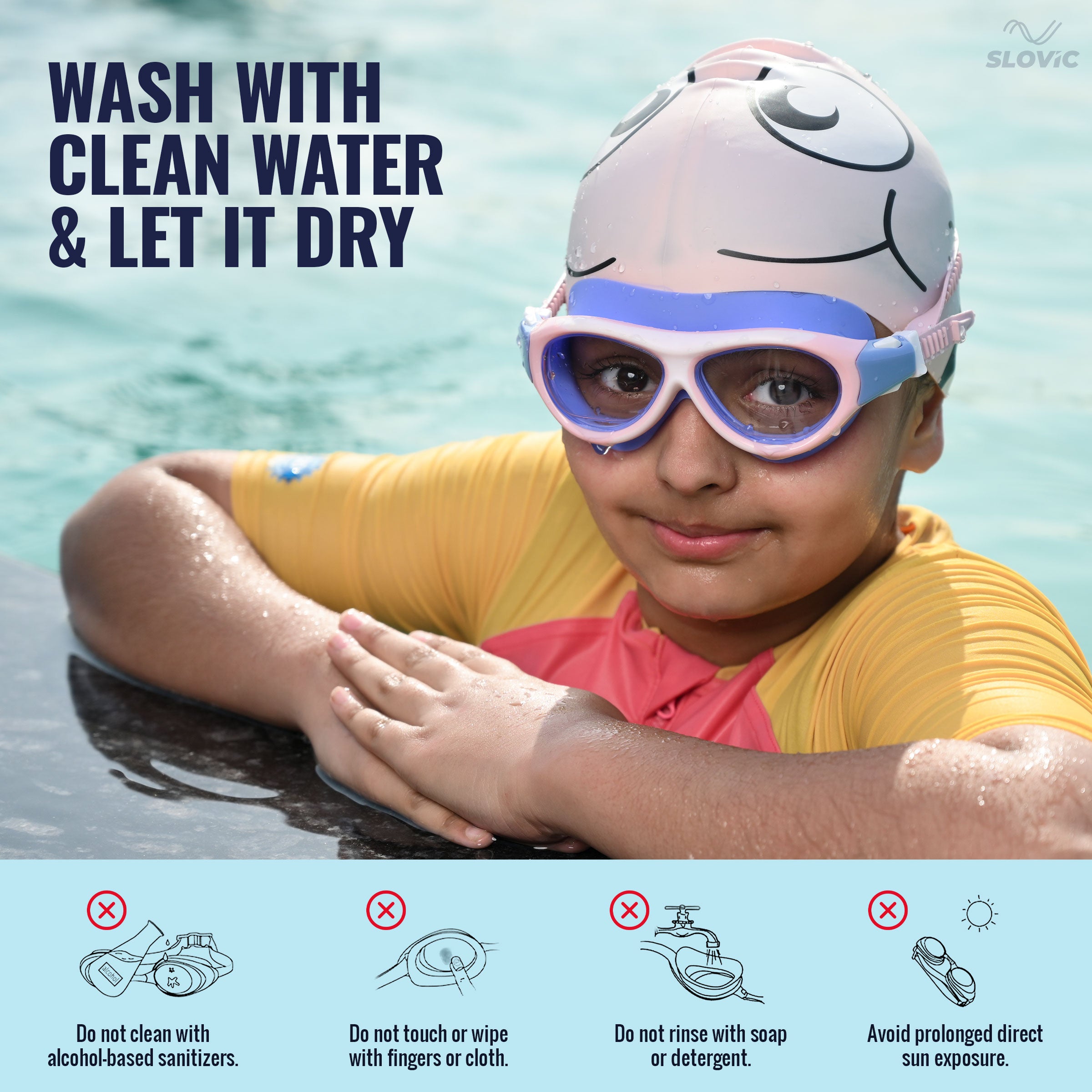Swimming Goggles for Kids (Pink) – UV & Anti-Fog | Includes Ear Plugs & Nose Clip