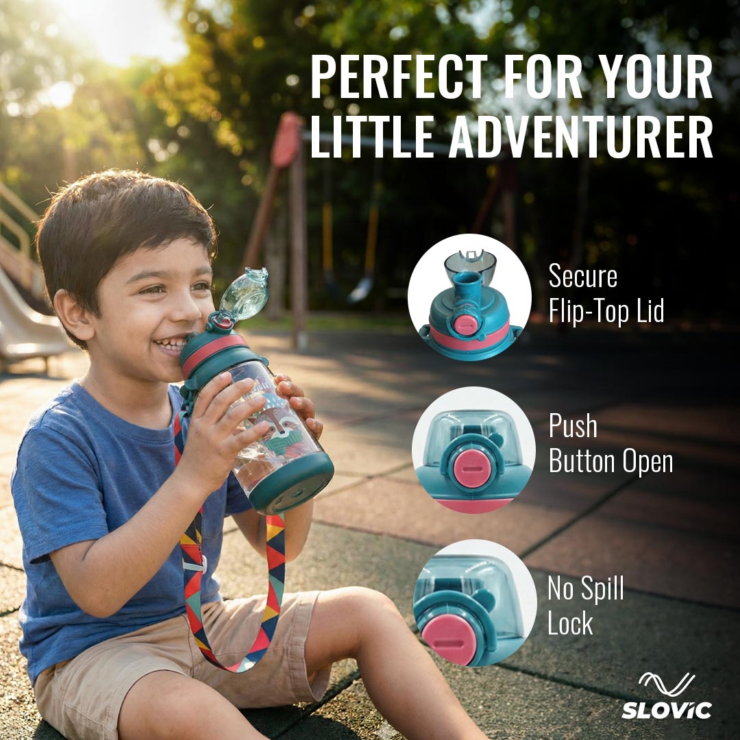 School Kids Water Bottle 550ml | Leakproof with Strap
