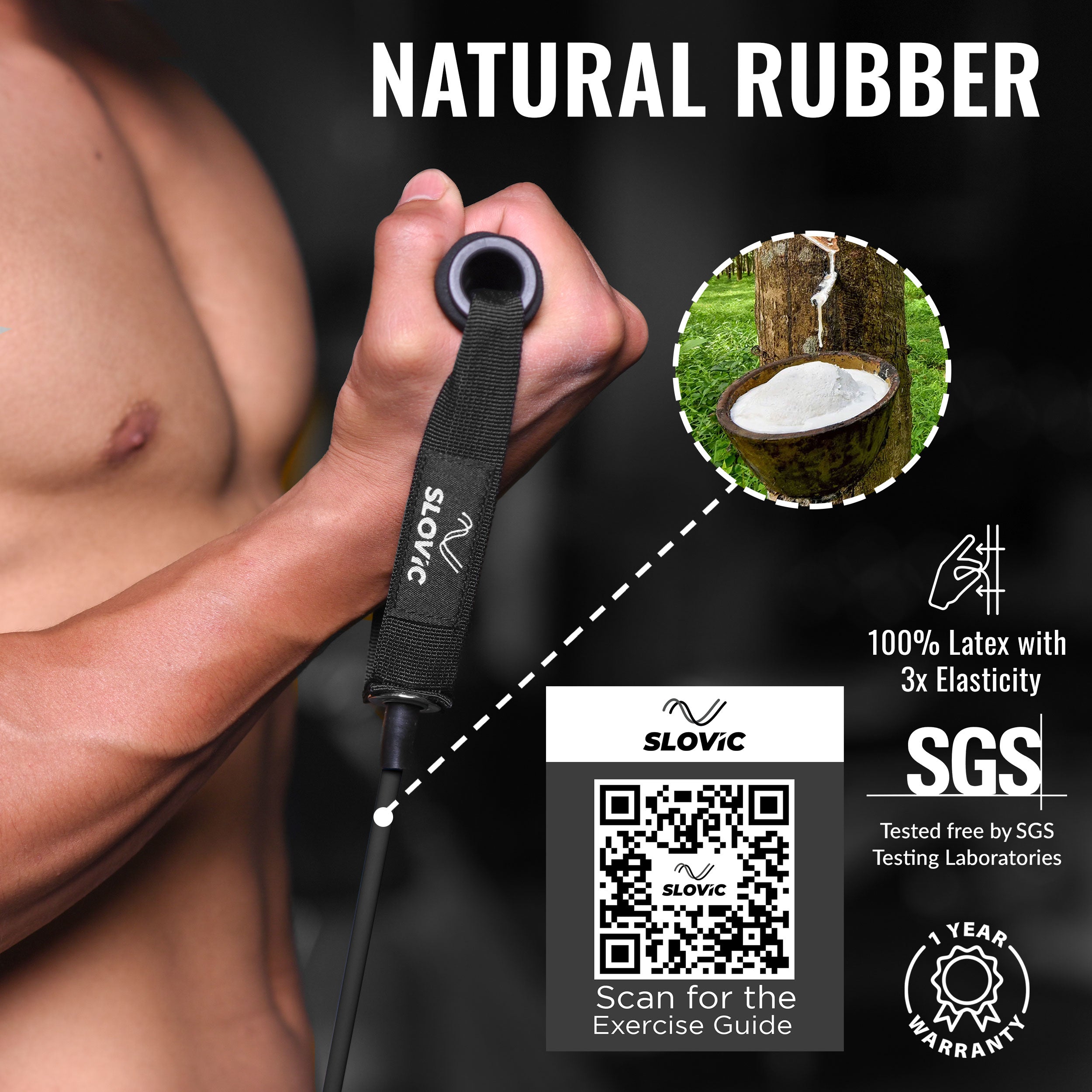 Upto 68 Kg Resistance Tubes (Light–Extra Heavy) | Durable Natural Latex Band for Strength Training