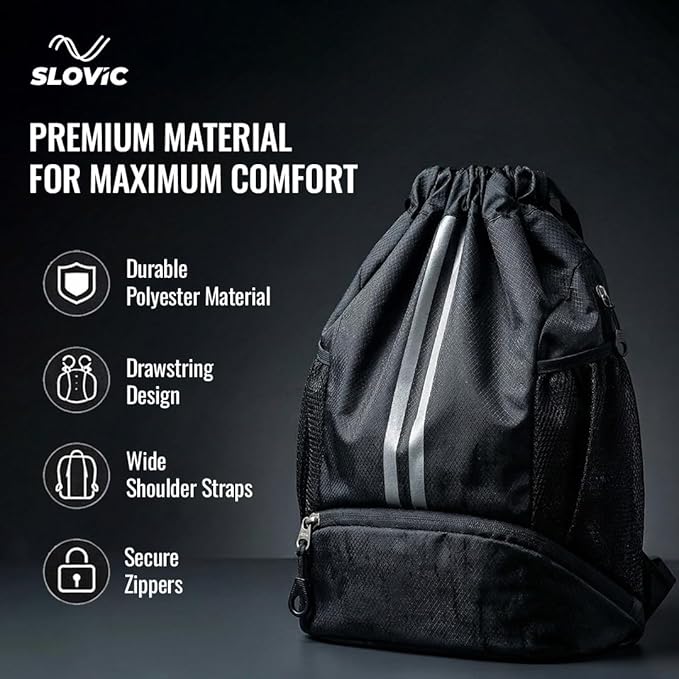 Drawstring Gym Bag 22L with Shoe Compartment