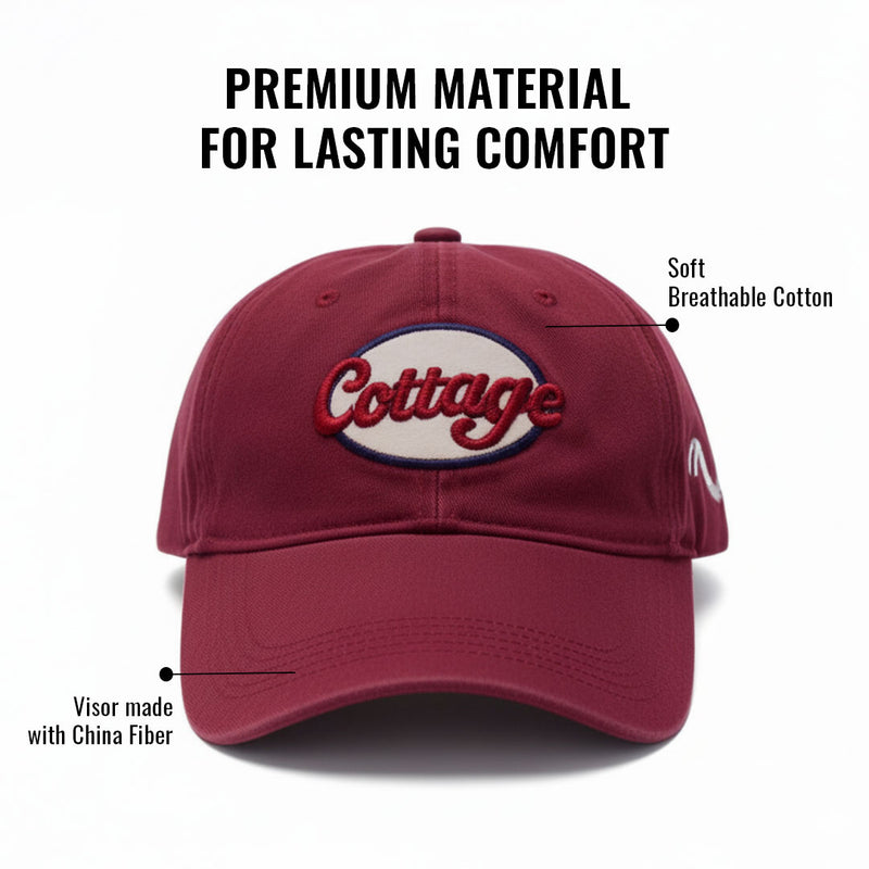 Men's Embroidered Cap | Adjustable Baseball Cap | Maroon