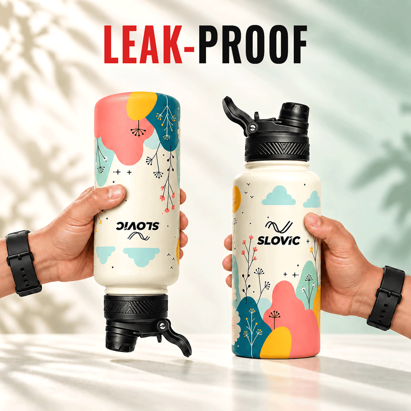 Insulated Water Bottle - 1 Litre - Up to 24 Hrs Hot & 12 Hrs Cold - Meadow Design