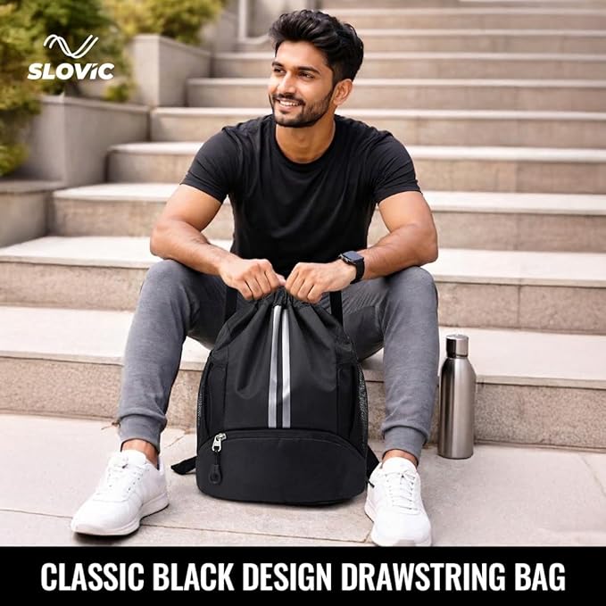 Drawstring Gym Bag 22L with Shoe Compartment