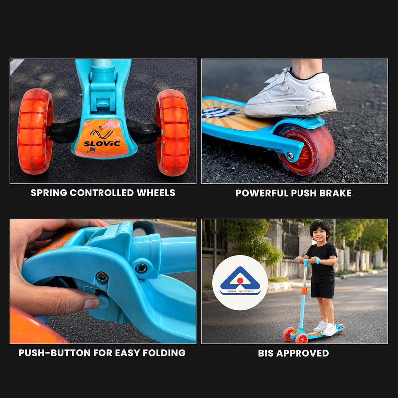 LED Kick Scooter - 3-Wheel, Adjustable & Foldable