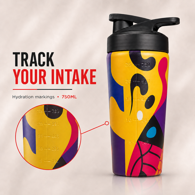 750 ml Stainless Steel Shaker Bottle - 4D Printed - Leakproof Gym Shaker