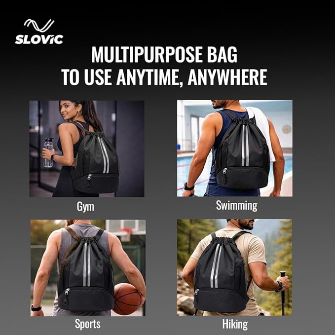 Drawstring Gym Bag 22L with Shoe Compartment