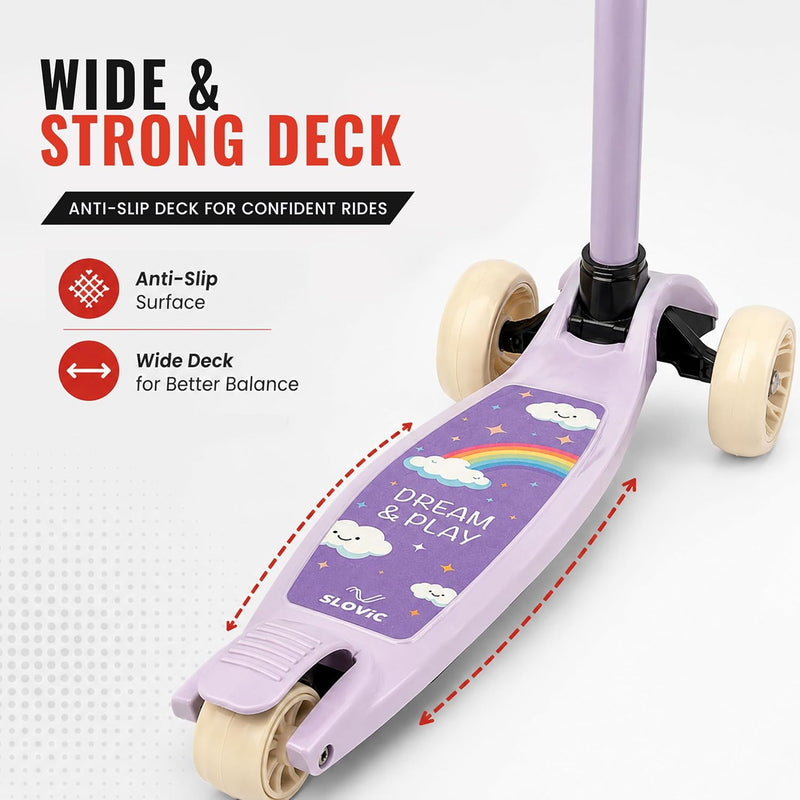 Foldable Kick Scooter – 3-Wheel, Adjustable & BIS Approved | Purple