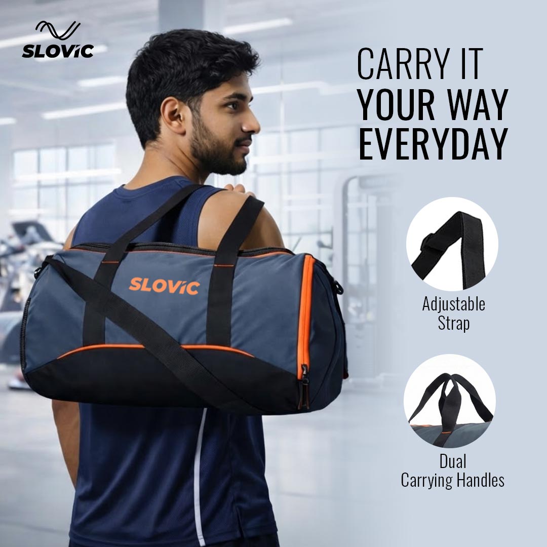 22L Duffle Gym Bag with Adjustable Strap, Separate Shoe Compartment & 1 Mesh Pocket | Ideal for Gym & Travel Use