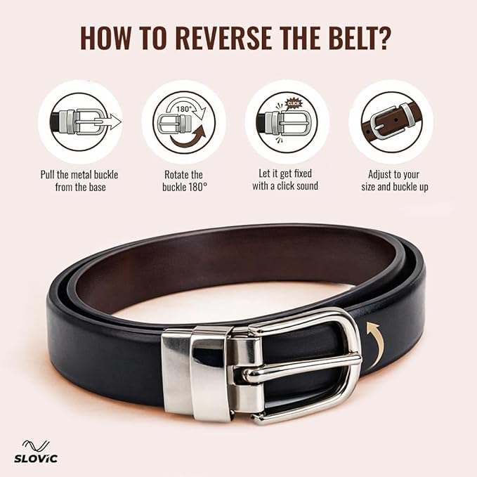 2-in-1 Reversible Leather Belt for Women