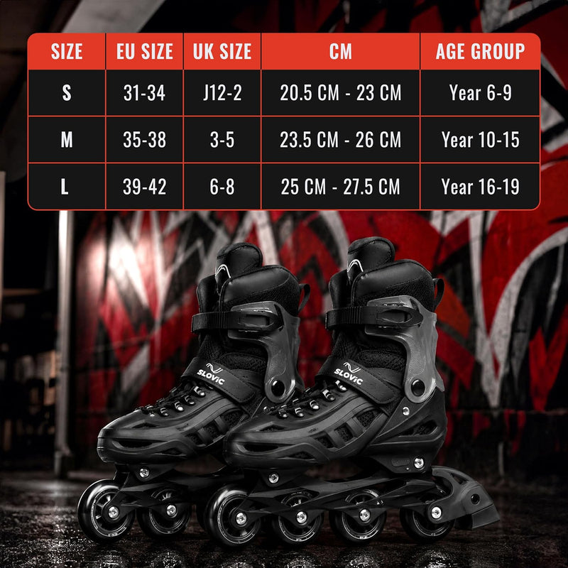 Inline Skating Shoes for Kids - 4 Wheel Roller Skates with Aluminium Frame & ABEC Bearings - Indoor & Outdoor Skates