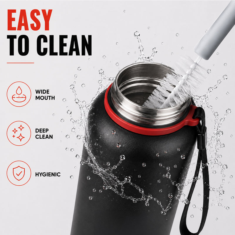 Insulated Water Bottle - 750ml, 24-Hour Temp - Black