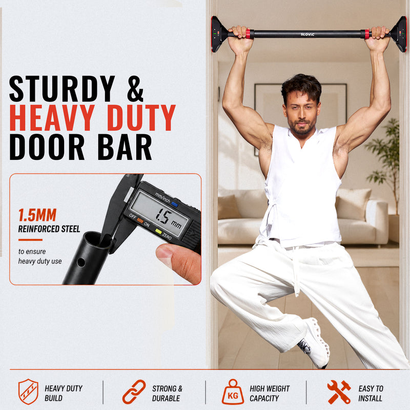 250 kg Adjustable No Screw Pull Up Bar - Wider Grip (72-110CM)