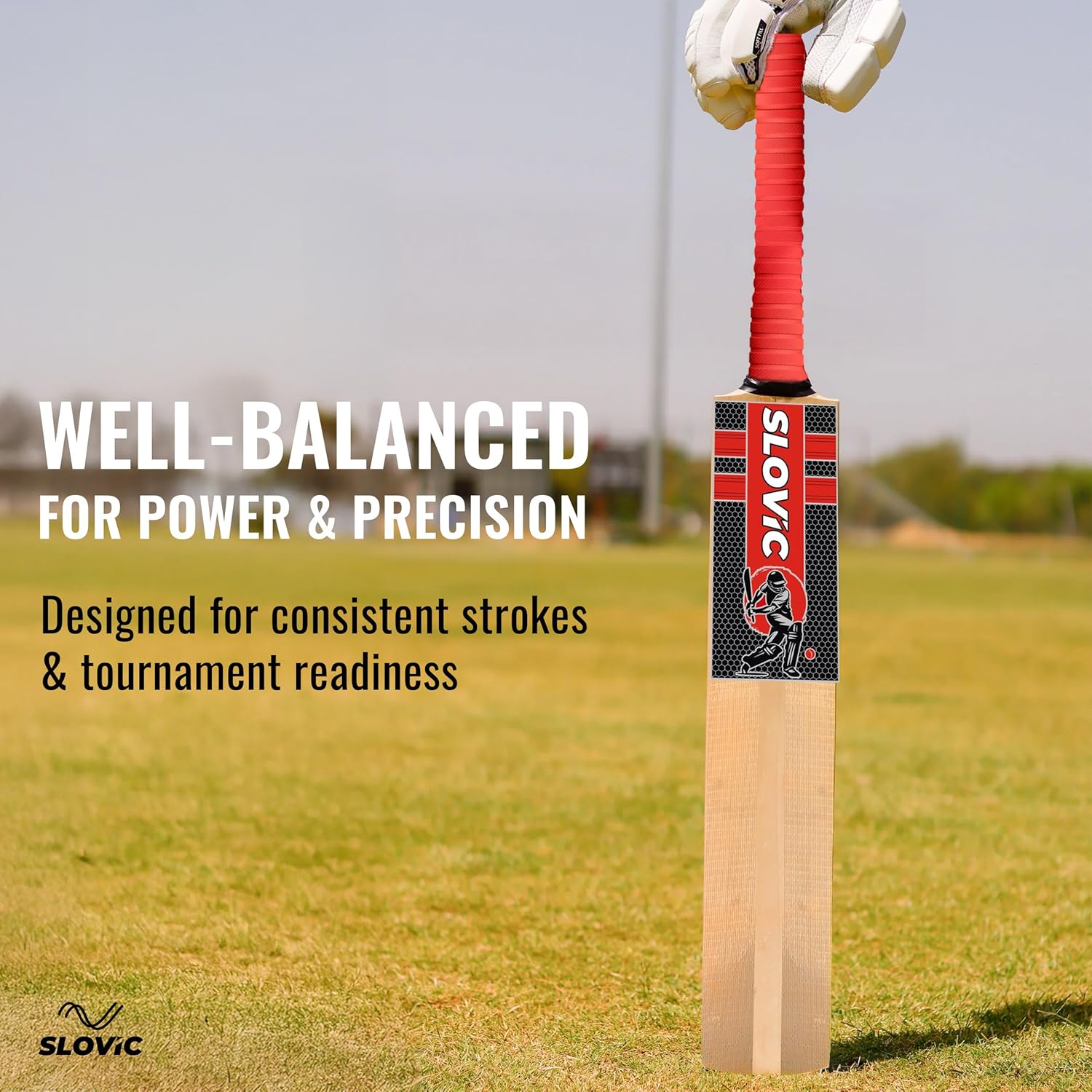 Slovic Full Size Wooden Cricket Bat -Size 8