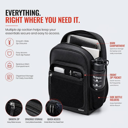 Laptop Bag for Men & Women 22 LTR | PU Leather Finish Backpack Bag | Black