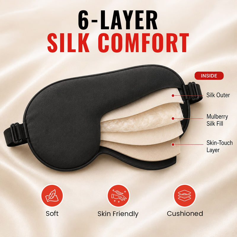 Eye Mask - Black -Soft Sleeping Mask for Relaxation, Travel & Rest