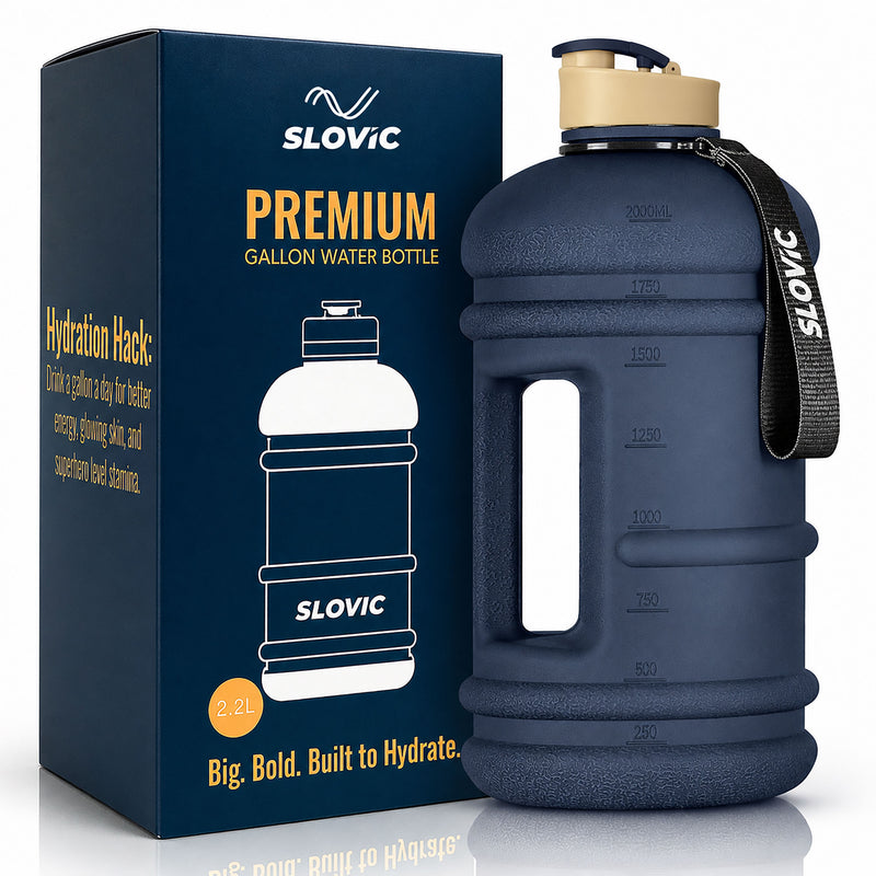 2.2L Water Gallon - Drink Reminder Marks - Blue