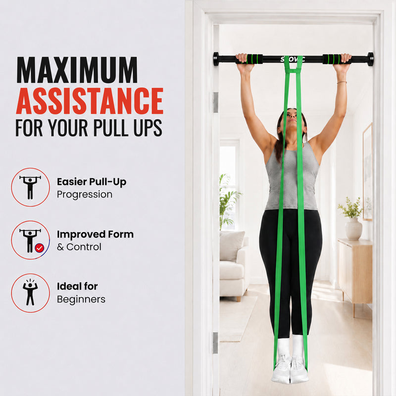 100 kg - Pull Up Bar + 40–60 KG Resistance Band Combo (Green Band)