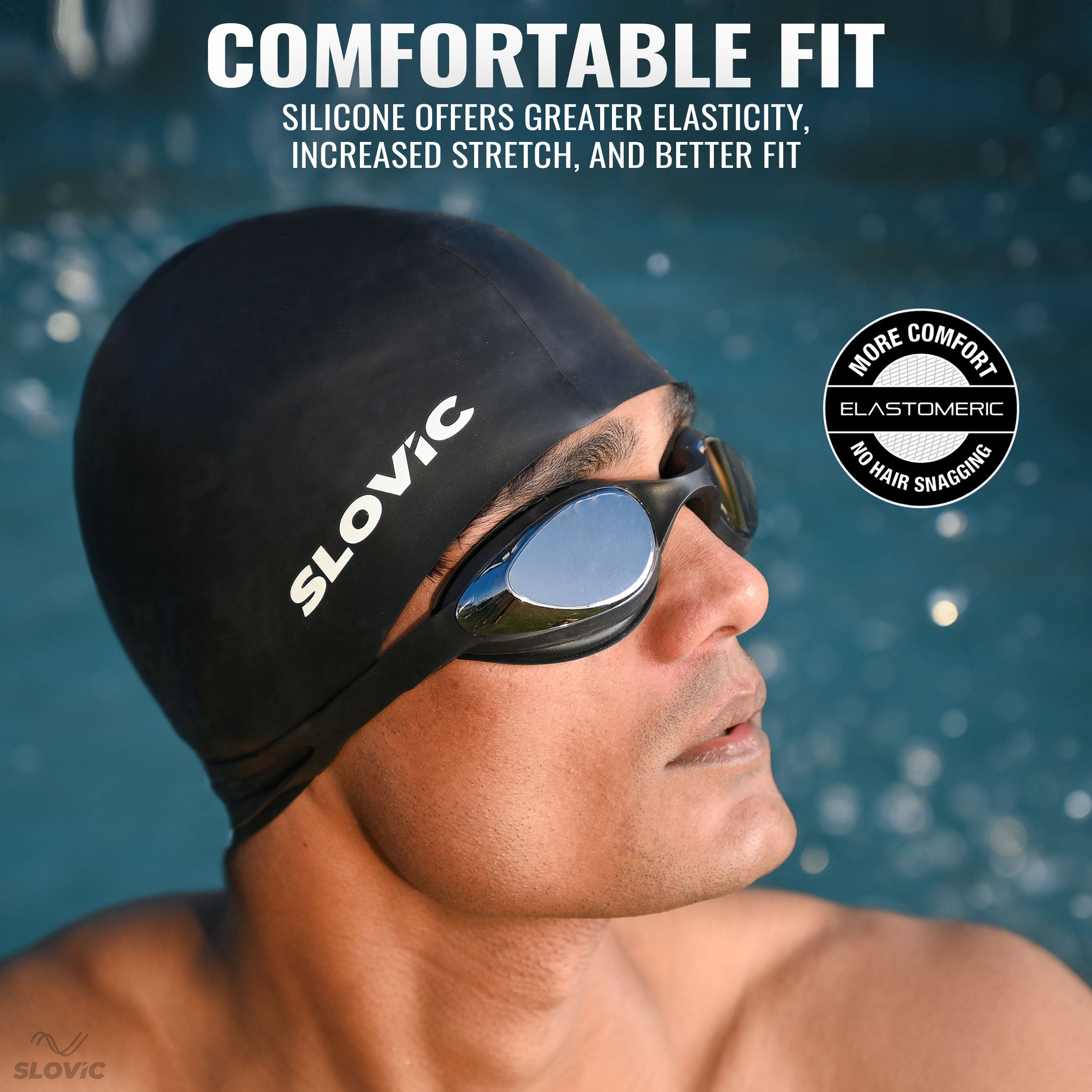 Swimming Cap for Men – Silicone, Leakproof, Tear‑Resistant, Free Size (Black)
