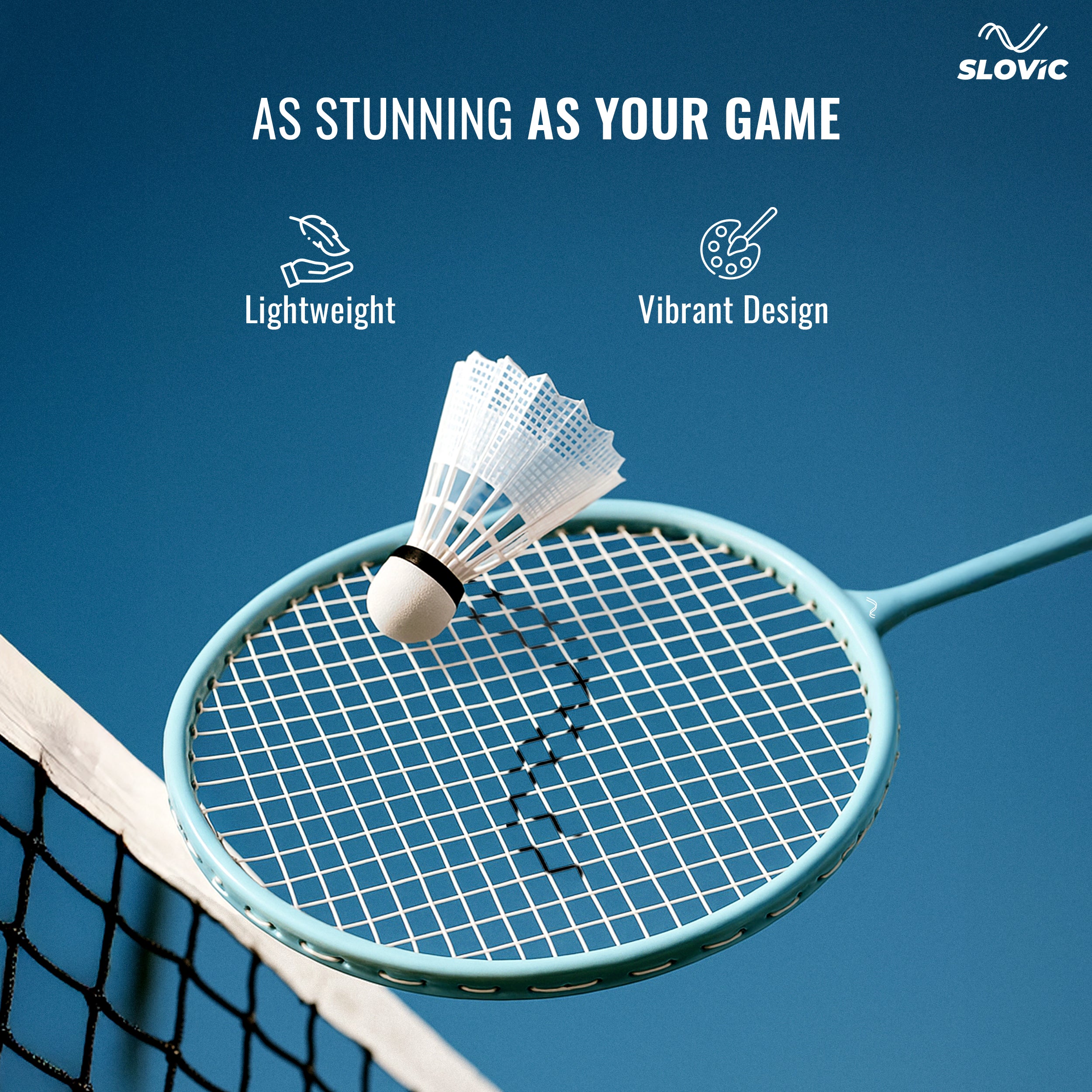 Iron Badminton Racket- White