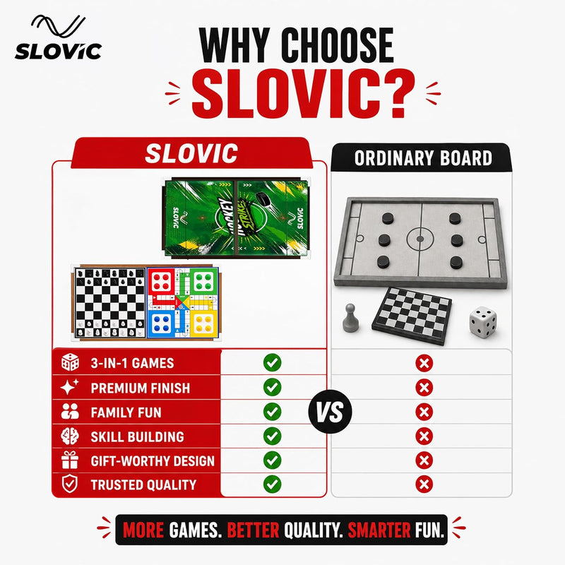 3 in 1 String Hockey Board Game | Chess, Ludo & Sling Puck Game for Kids