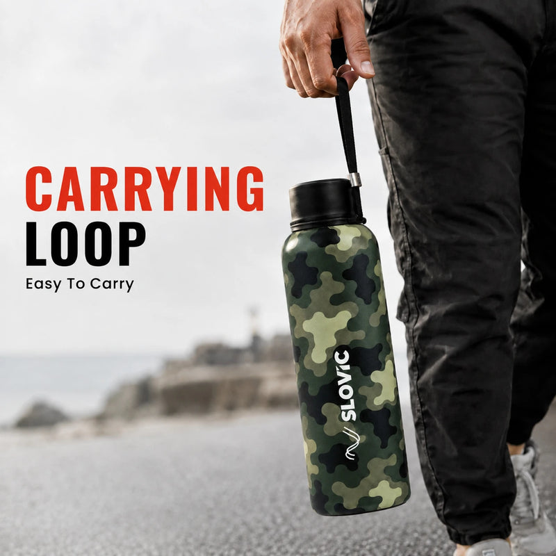 Camouflage Steel Flask Bottle 750ml - Multicolour - Travel & Daily Use