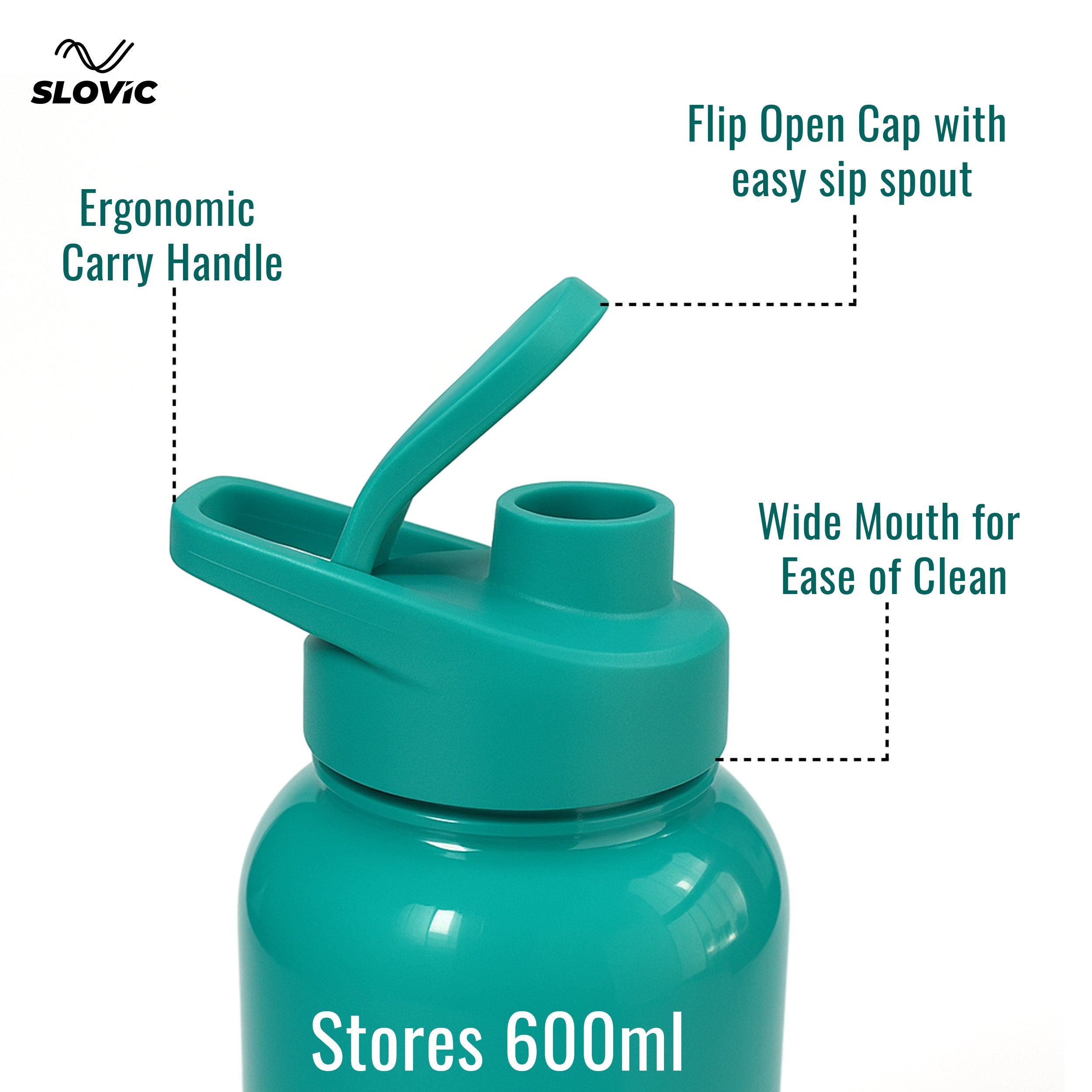 Water Bottle with Sipper Cap -600 ML