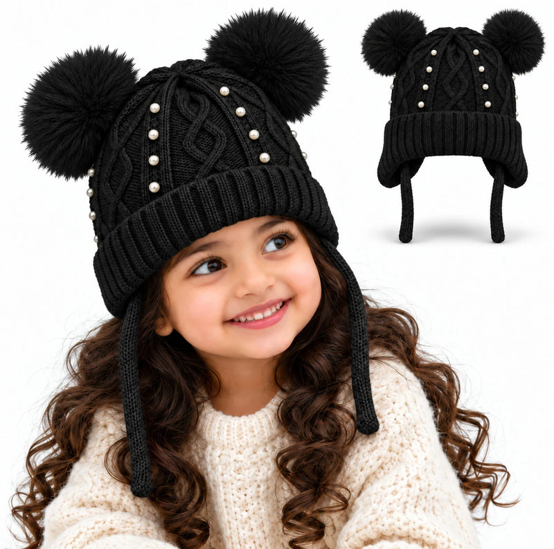CozyPearl Kids Winter Cap for Kids - Black