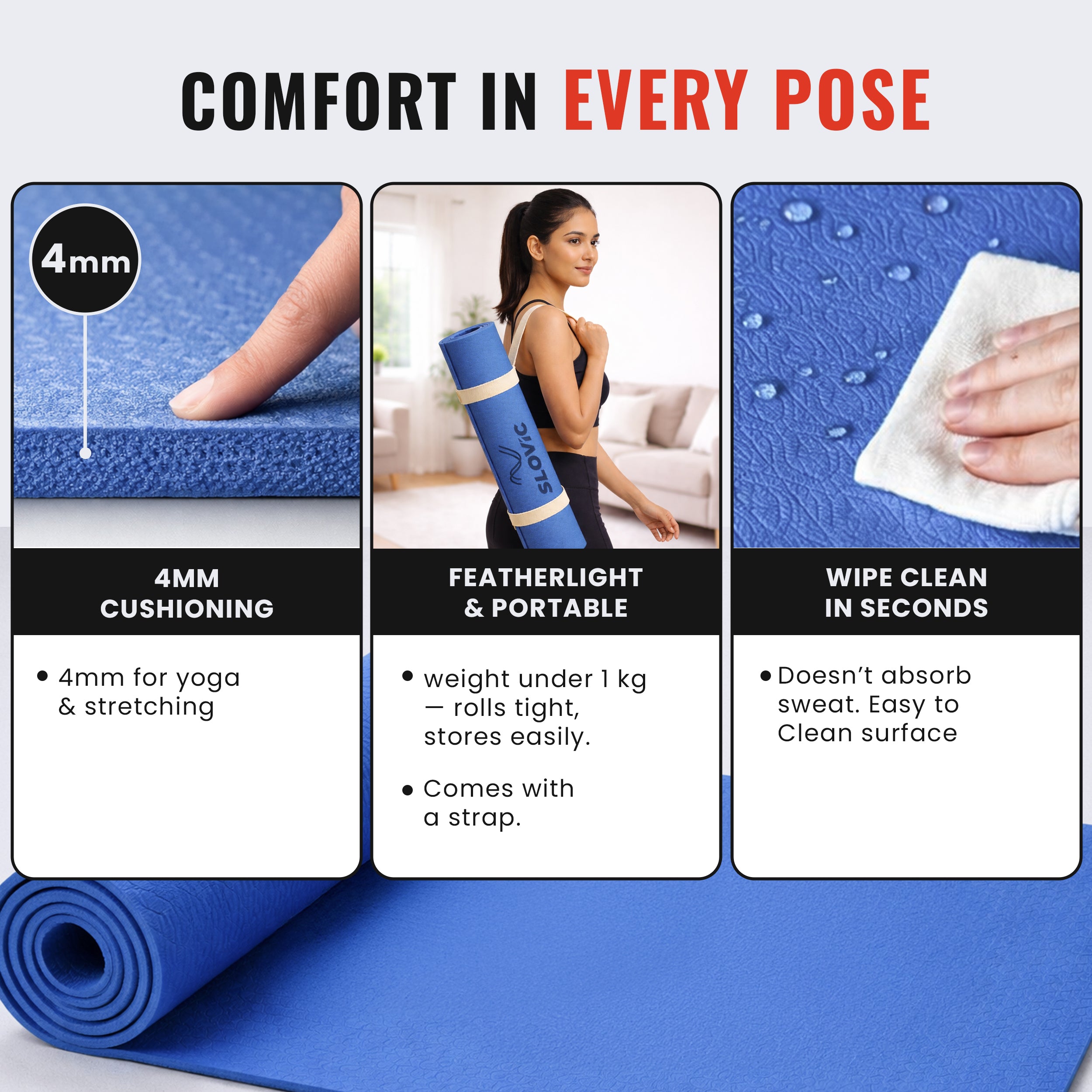 Slovic Yoga Mat for Women - 4MM