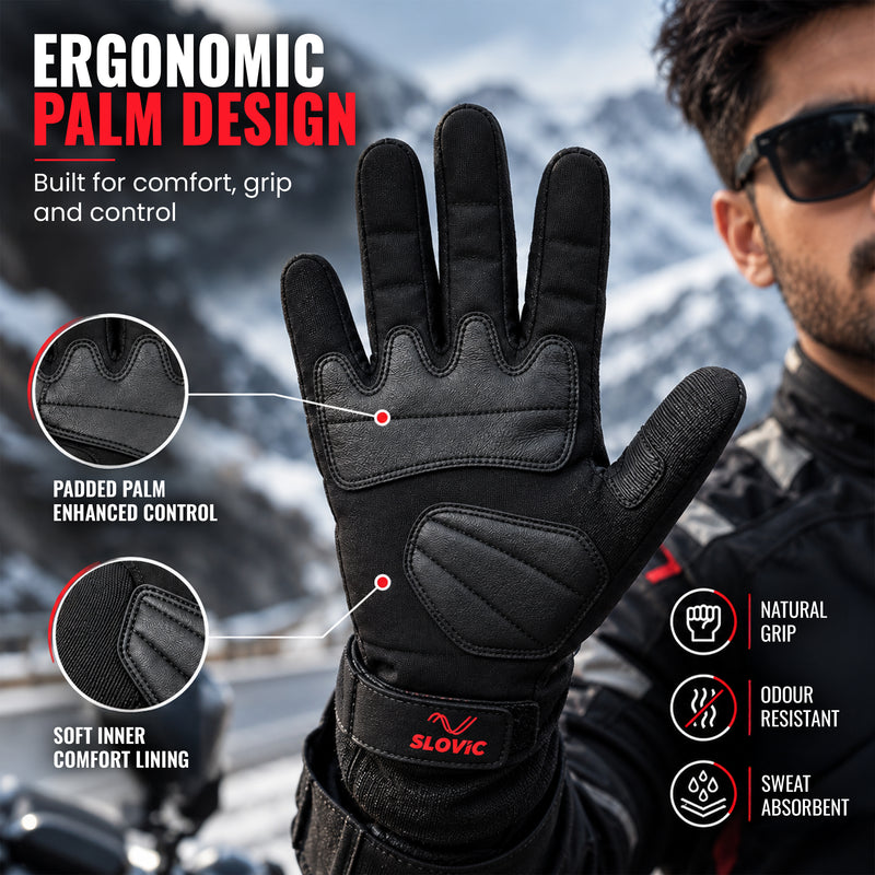 Biker Gloves for Men - Black