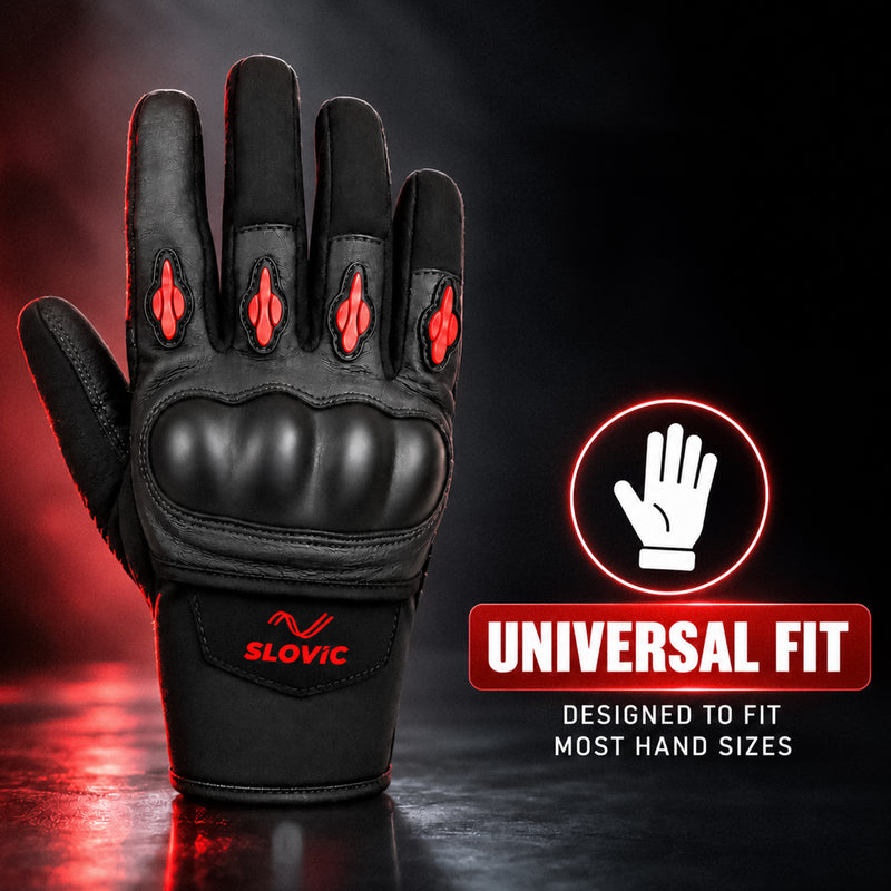 Biker Gloves for Men - Black