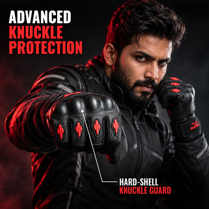 Biker Gloves for Men - Black